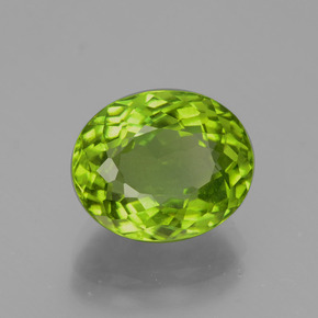 5.79 ct Green Peridot Stone, Natural Peridot in Oval Portuguese-Cut Shape for Sale