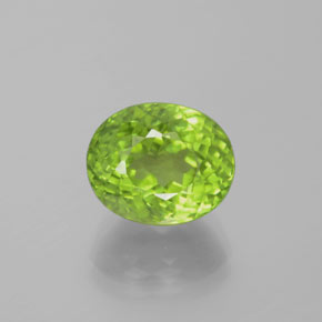 Medium Green Хризолит Камень - 5.7ct Овальная Португальская Огранка (ID: 379141)