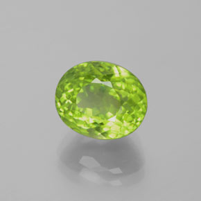 5.68 ct Green Peridot Stone, Natural Peridot in Oval Portuguese-Cut Shape for Sale
