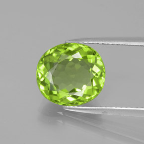 Ярко-зеленый Хризолит Камень - 5.1ct Фасетный Овал (ID: 379283)