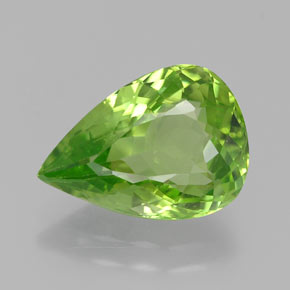Lebendiges grün Peridot Edelstein - 5.2ct Birnen Schliff (ID: 382370)