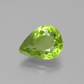 Verde amarillento Peridoto Gema - 4.9ct Corte en forma de pera (ID: 382484)
