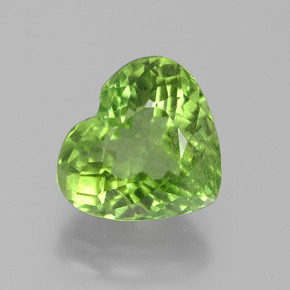 4.15 ct Green Peridot Gemstone, Peridot Gem in Heart Facet Shape for Sale.