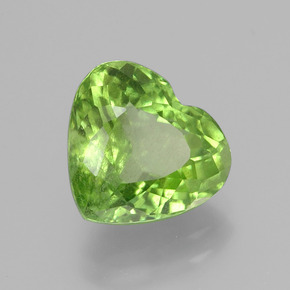 4.15 ct Green Peridot Stone, Natural Peridot in Heart Facet Shape for Sale