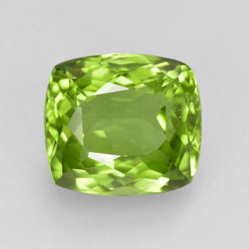 Medium Green Peridot Gem - 4.4ct Cushion-Cut (ID: 398232)