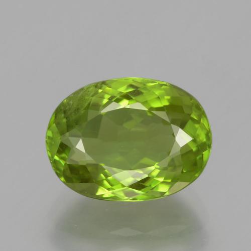 5.00 ct Green Peridot Gemstone, Peridot Gem in Oval Portuguese-Cut Shape for Sale.