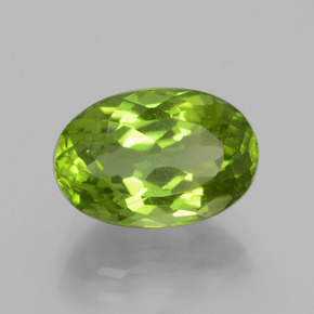 4.17 ct Green Peridot Stone, Natural Peridot in Oval Facet Shape for Sale