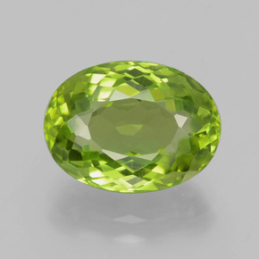 4.99 ct Green Peridot Gemstone, Peridot Gem in Oval Portuguese-Cut Shape for Sale.