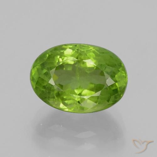 Péridot taille ovale de 4,64 ct, 11,2 x 7,9 mm du Myanmar, Photo A