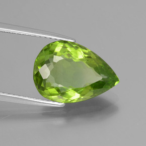 5.28 ct Green Peridot Stone, Natural Peridot in Pear Facet Shape for Sale