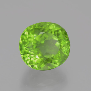 5.37 ct Green Peridot Stone, Natural Peridot in Oval Facet Shape for Sale