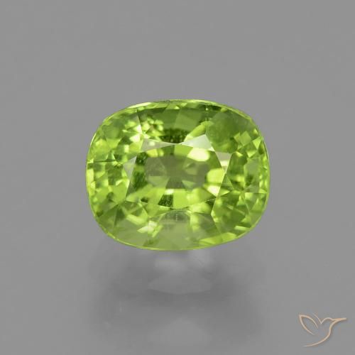 2.18ct Natural Yellowish Green Peridot, Cushion, VS
