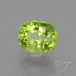 2.18 ct Green Peridot Stone, Natural Peridot in Cushion-Cut Shape for Sale