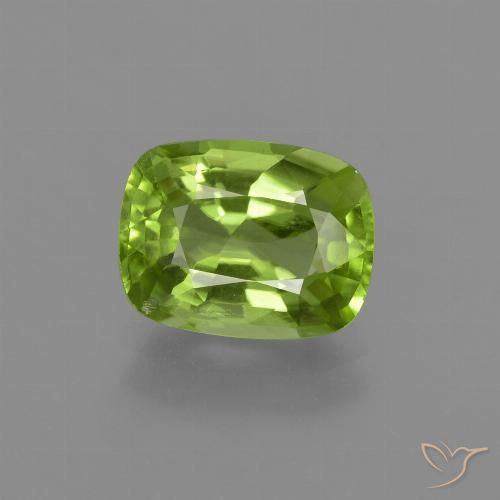 2.11ct Natural Lively Green Peridot, Cushion, VS