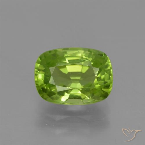 2.04ct Natural Yellowish Green Peridot, Cushion, VS
