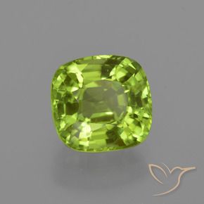2.21 ct Green Peridot Stone, Natural Peridot in Cushion-Cut Shape for Sale