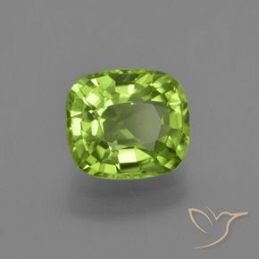 2.34 ct Green Peridot Stone, Natural Peridot in Cushion-Cut Shape for Sale