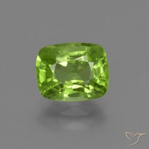 2.12ct Natural Medium Green Peridot, Cushion, VS