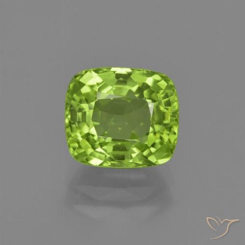 2.59ct Natural Yellowish Green Peridot, Cushion, VS