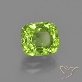 2.59 ct Green Peridot Stone, Natural Peridot in Cushion-Cut Shape for Sale