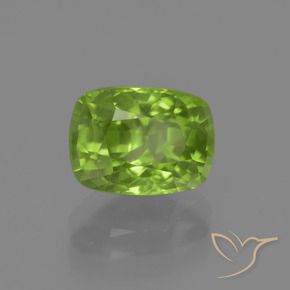 2.38 ct Green Peridot Stone, Natural Peridot in Cushion-Cut Shape for Sale