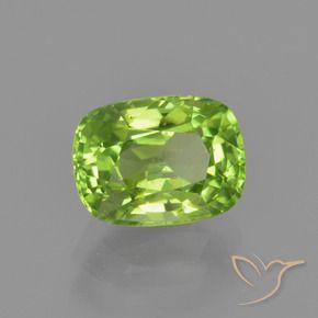 2.06 ct Green Peridot Stone, Natural Peridot in Cushion-Cut Shape for Sale