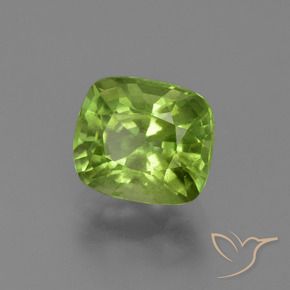 2.52 ct Green Peridot Stone, Natural Peridot in Cushion-Cut Shape for Sale