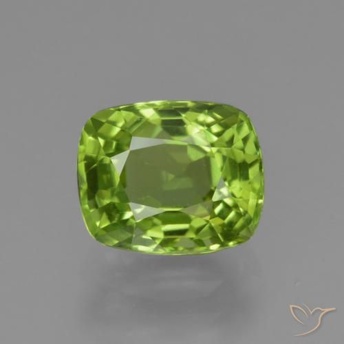 1.97ct Natural Lively Green Peridot, Cushion, VS
