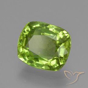 2.62 ct Green Peridot Stone, Natural Peridot in Cushion-Cut Shape for Sale