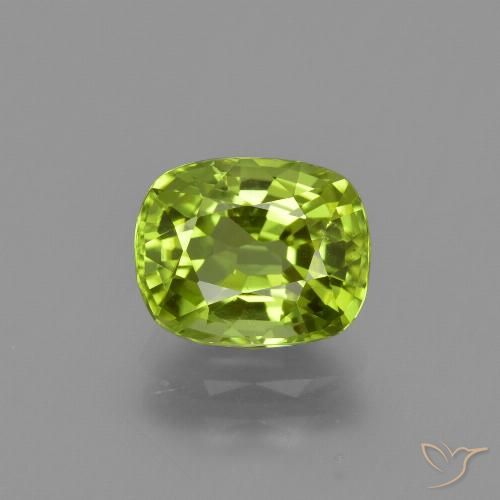 2.22ct Natural Medium Green Peridot, Cushion, VS