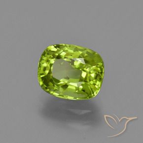 2.22 ct Green Peridot Stone, Natural Peridot in Cushion-Cut Shape for Sale