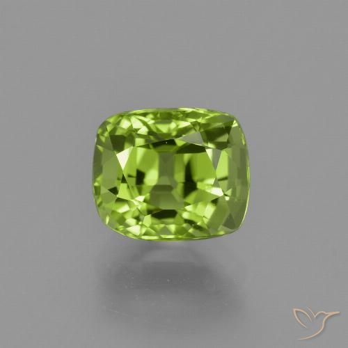 2.35ct Natural Medium Green Peridot, Cushion, VS