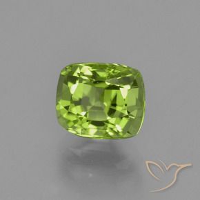 2.35 ct Green Peridot Stone, Natural Peridot in Cushion-Cut Shape for Sale