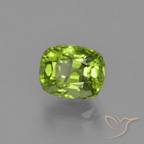 2.22 ct Green Peridot Stone, Natural Peridot in Cushion-Cut Shape for Sale