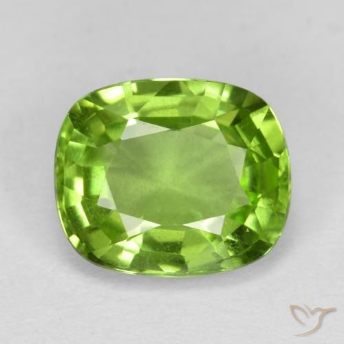 2.13ct Natural Yellowish Green Peridot, Cushion, VS