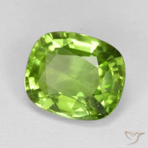 2.13 ct Green Peridot Stone, Natural Peridot in Cushion-Cut Shape for Sale