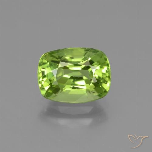 Péridot taille coussin de 2,05 ct, 8,7 x 6,5 mm du Myanmar, Photo A