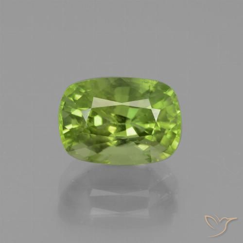 2.40ct Natural Medium Green Peridot, Cushion, VS