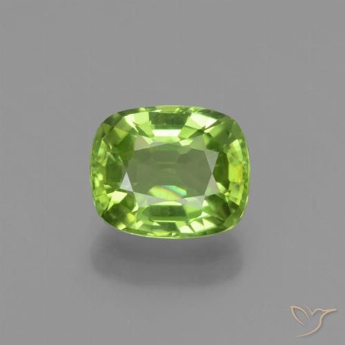 2.13ct Natural Medium Green Peridot, Cushion, VS