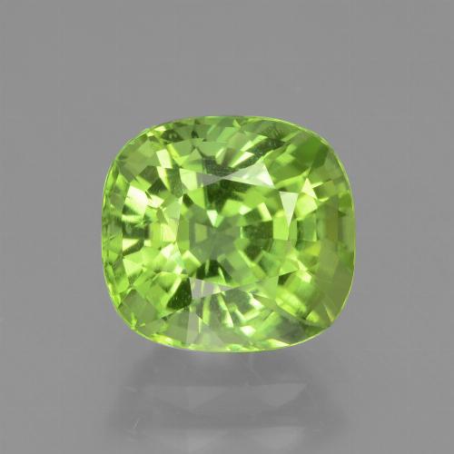 2.47 ct Green Peridot Gemstone, Peridot Gem in Cushion-Cut Shape for Sale.