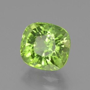 2.47 ct Green Peridot Stone, Natural Peridot in Cushion-Cut Shape for Sale