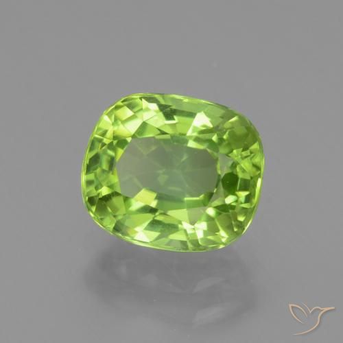 2.26 ct Green Peridot Stone, Natural Peridot in Cushion-Cut Shape for Sale