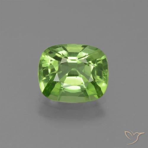 2.02ct Natural Medium Green Peridot, Cushion, VVS-VS