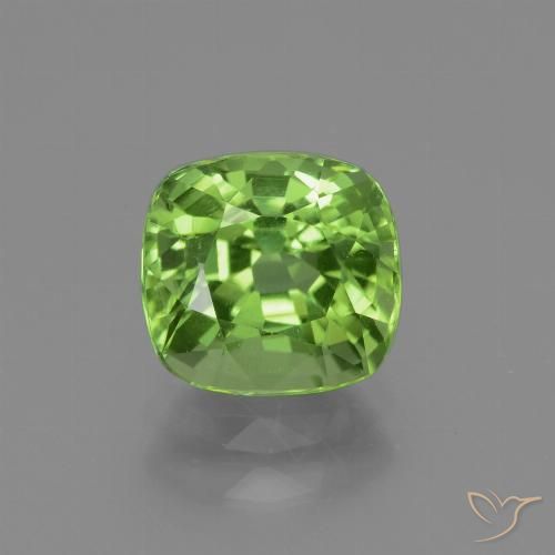 2.10ct Natural Medium Green Peridot, Cushion, VS