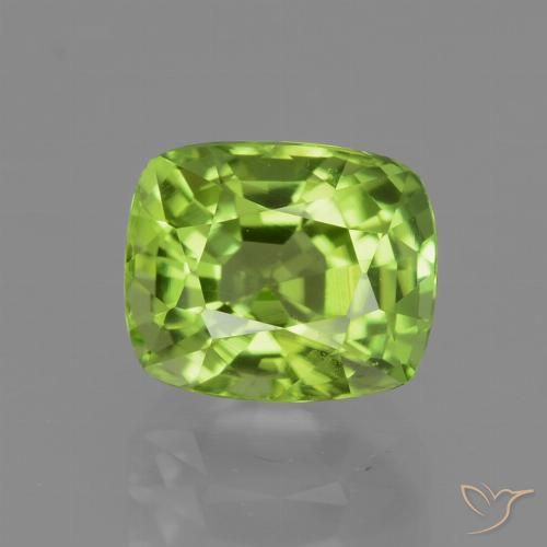 2.10ct Natural Yellowish Green Peridot, Cushion, VVS-VS