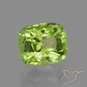 2.10 ct Green Peridot Stone, Natural Peridot in Cushion-Cut Shape for Sale