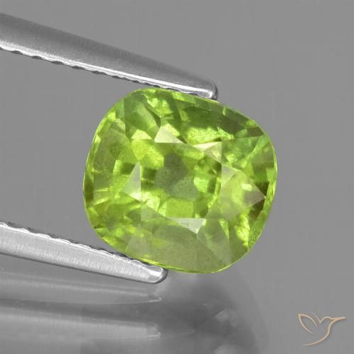 2.04ct Natural Yellowish Green Peridot, Cushion, VS