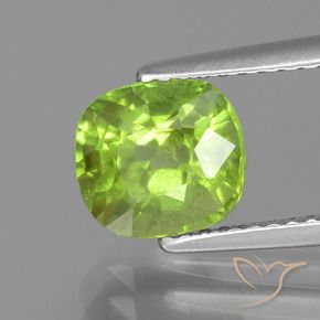 2.04 ct Green Peridot Stone, Natural Peridot in Cushion-Cut Shape for Sale
