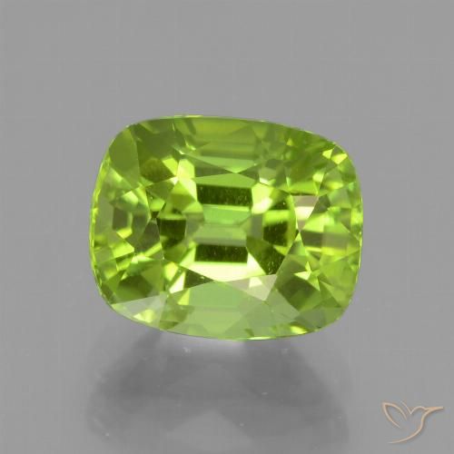 2.38ct Natural Yellowish Green Peridot, Cushion, VS