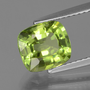 2.07 ct Green Peridot Stone, Natural Peridot in Cushion-Cut Shape for Sale